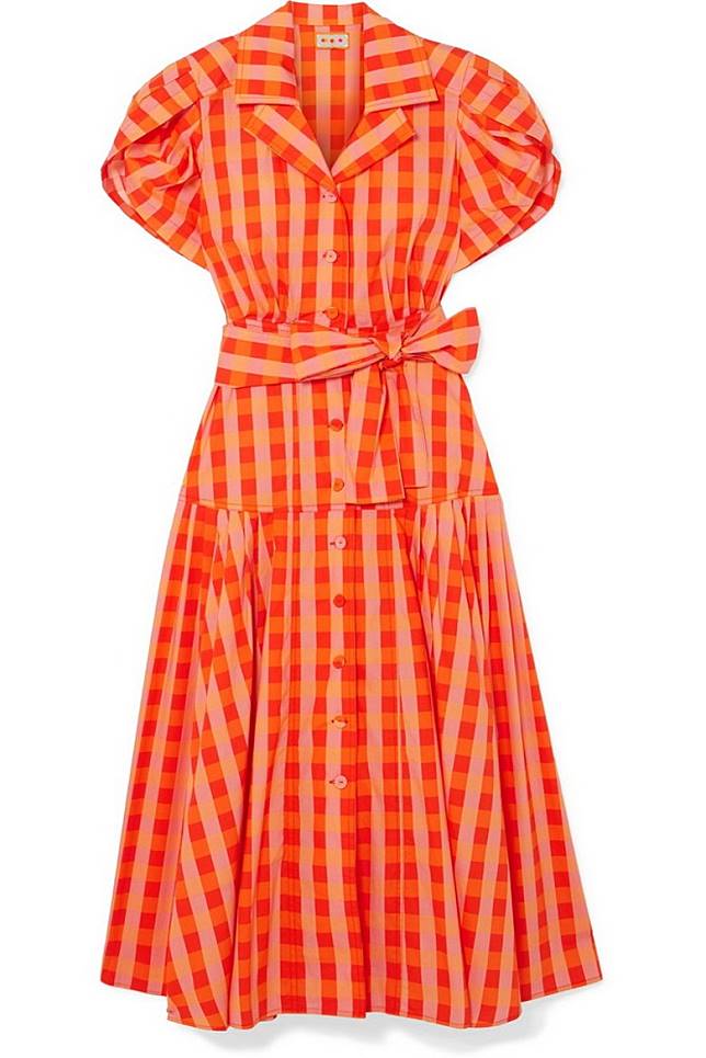 LHD橙色格仔图案连身裙（互联网）