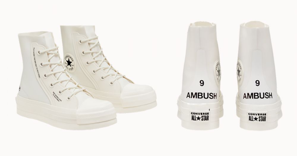 Converse联乘日牌AMBUSH推出奶油白厚底鞋！