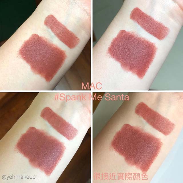 MAC联名唇膏Spank Me Santa试色分享，淡淡的裸灰豆沙